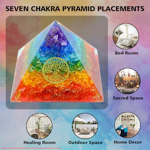 Image of 7-Chakra Pyramid | 3-Inch | Chakra Balancing Pyramid for Meditation, Energy Healing, and Spiritual Practices | Handcrafted with Genuine Gemstones |