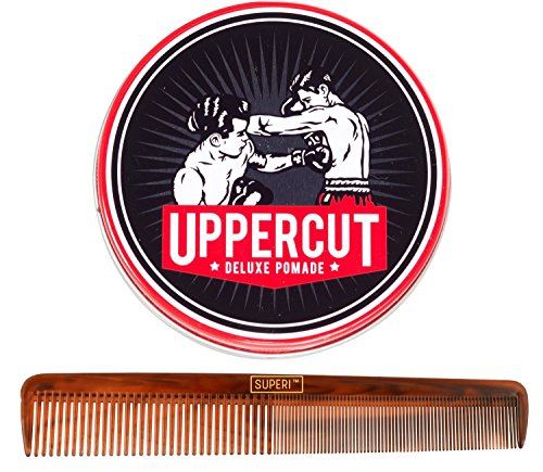 Uppercut Deluxe Pomade 3.5oz with Superi Comb, Pomade for men, hair styling for all hair types