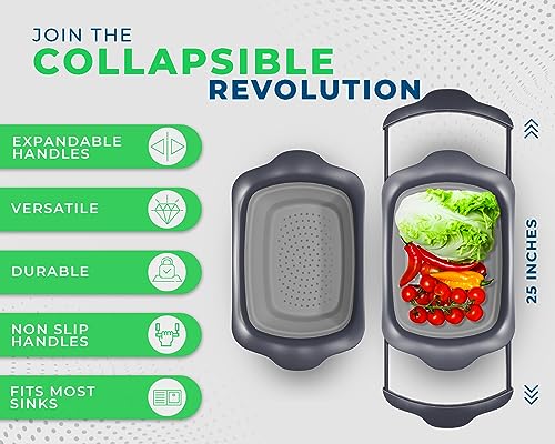 image for XL Large Kitchen Strainer by Comfify - Collapsible Silicone Over-The-S