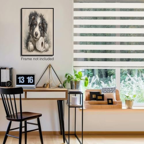 Affiche Border Collie rigolo en noir et blanc toile décorative originale 70x100 cm
