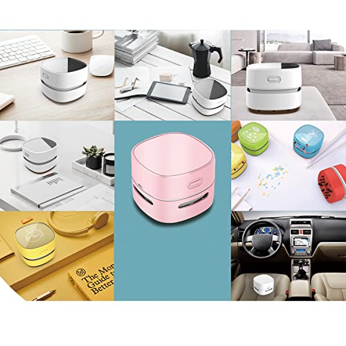 Image of ODISTAR Desktop Vacuum Cleaner, Mini Table dust Sweeper Energy Saving,High Endurance up to 400 mins,360º Rotatable Design for Keyboard /Home /School /Office (Pink Charging)