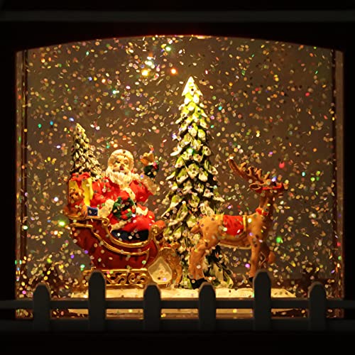 Image of Eldnacele Santa Claus Red Musical Snow Globe Lantern with 6H Timer