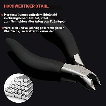 BEZOX Präzision Fußnagel knipser Nagelzange Für Dicke Und Tiefe Eingewachsene Fußnägel und Fingernägel - Weicher Griff und Metall Geschenkboxen