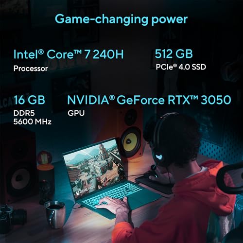 Image of ASUS V16 Gaming Laptop, 16 inch WUXGA 144Hz Display, Intel Core 7 Processor 240H, NVIDIA GeForce RTX 3050, 16GB Memory, 512GB Storage, Windows 11, Matte Black, V3607VJ-DS76