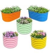 A ANLEOLIFE 5-Pack 18in Tall Kids Raised Garden Beds Outdoor, 40x24in Oval & 24x24in Round Galvan...
