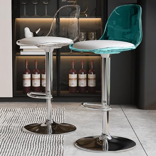 Set de 2 Butacos Modernos de Acrílico Transparente Cxlly con Asiento Tapizado en Cuero PU, Altura Ajustable y Giro 360° miniatura 7