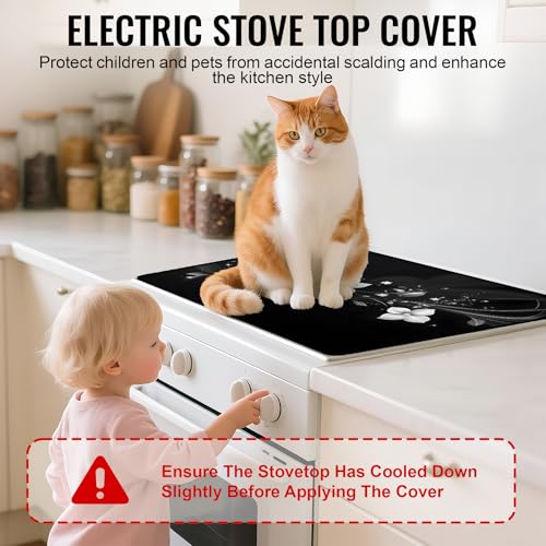 Image of Stove Top Cover for Electric Stove,Glass Stove Top Cover, Heat Resistant Glass Cooktop Cover, Stovetop Protector, Kitchen Decor, Dish Drying Mats Cover for Ceramic Washer Top 28.5x20.5 inch