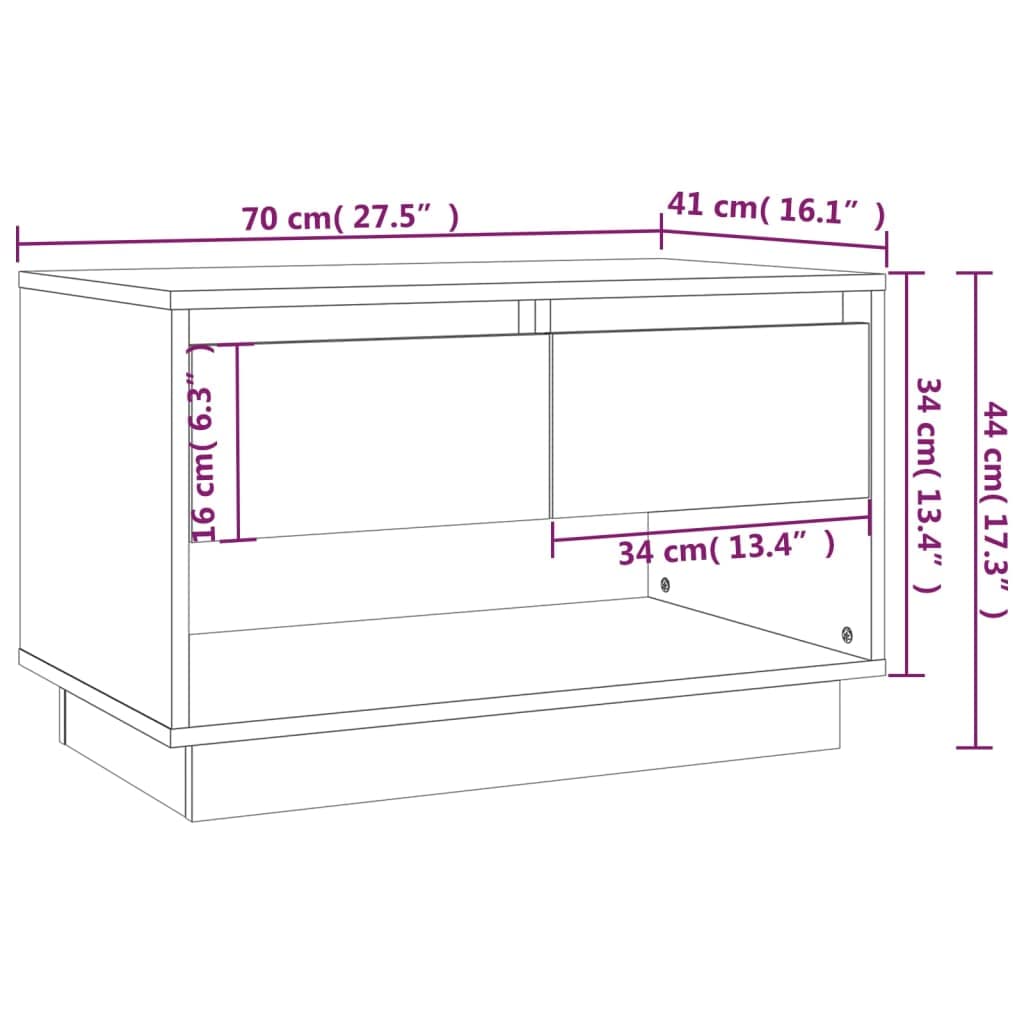 Générique Chene Fume szafka pod telewizor 70x41x44 cm Drewno Ingenierie | 2 szuflady, 1 otwarta komora, przechowywanie DVD i konsoli, łatwe czyszczenie