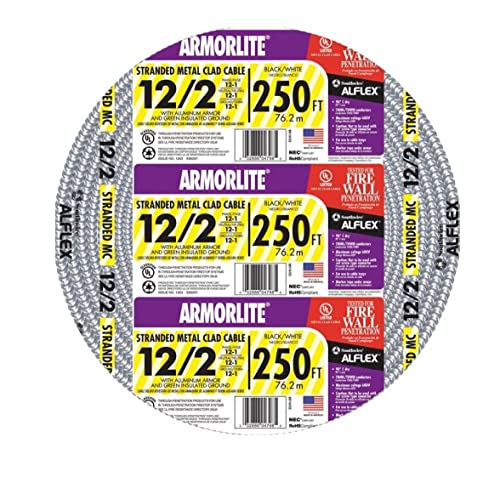 Southwire 250 ft. 12/2 Stranded Aluminum Armored MC Cable Black/White/Green