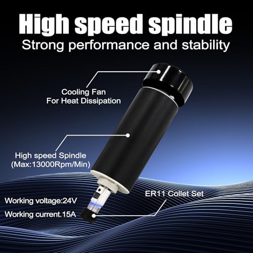 CNC Router Machine,Upgraded 3-Axis Engraving All-Metal Milling Machine300 x 180 x 80 mm/11.81 x 7.09 x 3.15 in Working Area 10000 RPM for Wood Acrylic MDF PVC Plastic Foam - Image 3