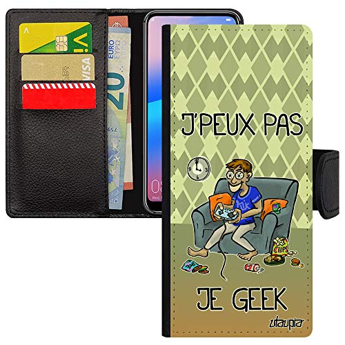 Coque Samsung S21 Ultra rabat j'peux pas je geek étui noir aimanté