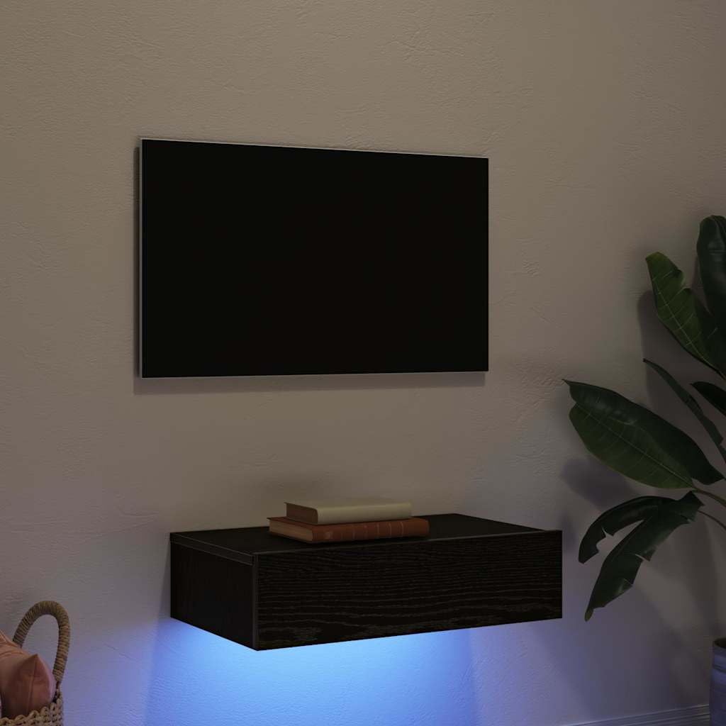 Mobile TV con Luci LED in Legno Ingegnierizzato, Illuminazione RGB Regolabile, Montabile a Parete, Spazio Contenitivo per Soggiorno, Ideale per Mobili Soggiorno e Credenza Soggiorno, 60x35x15.5 cm