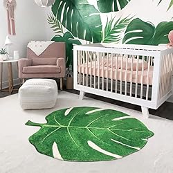 monstera leaf rug for nursery