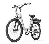 LANKELEISI | ES300 26in Step-Thru E-Bike 500w Motor, 48v 12.8ah Battery (White), Large