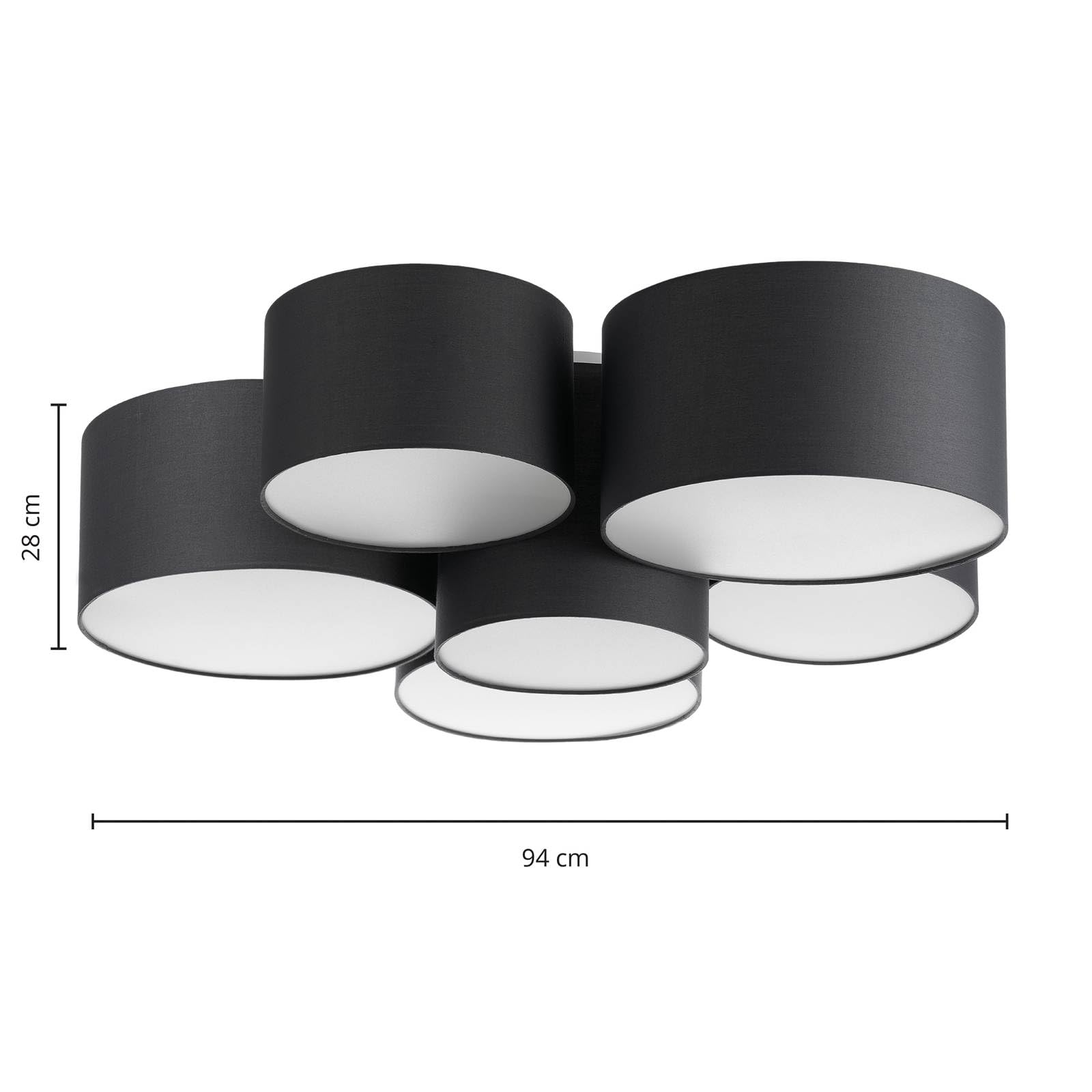 Lindby Coria Plafoniera In Tessuto Nero, Design Moderno Con Dimmer, 40 Cm, Per Soggiorno E Sala Da Pranzo