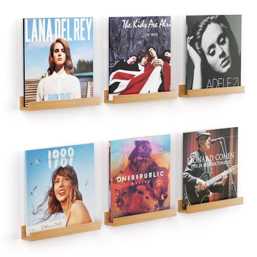 Etagères murales 300mm pour Disques Vinyles, Lot de 6 Flottantes Étagères de Rangement Tablettes...