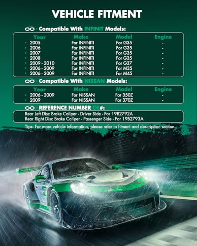 Image of SCITOO Rear Brake Calipers With Bracket 19B2792A 19B2793A Compatible For Infiniti G35 /G37, For Infiniti M35 06-09 For Infiniti M45 06-09 For Nissan 350Z 06-09 For Nissan 370Z 09
