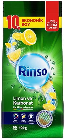 Rinso Toz Çamaşır Deterjanı Limon ve Karbonat Renkliler ve Beyazlar İçin 10 KG