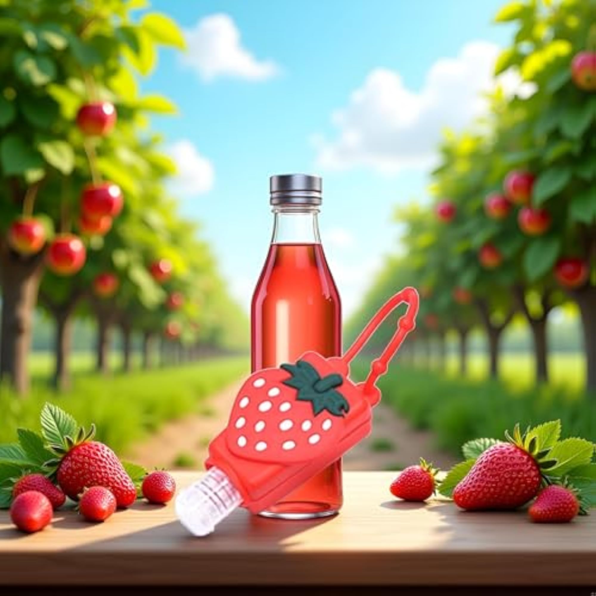 Red Strawberry Empty Travel Hand Sanitizer Bottle
