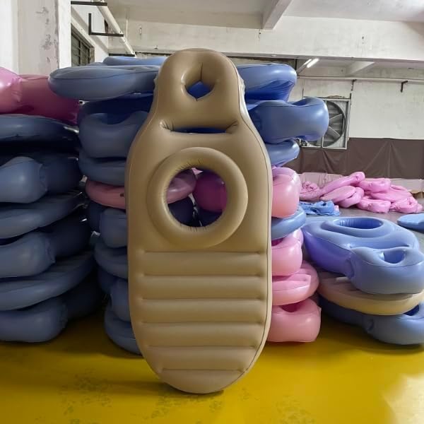 Pregnant yoga mat, comfortable, plush, perforated PVC inflatable mattress, full body comfortable pillow, pregnant sleep pillow, brown, khaki color,