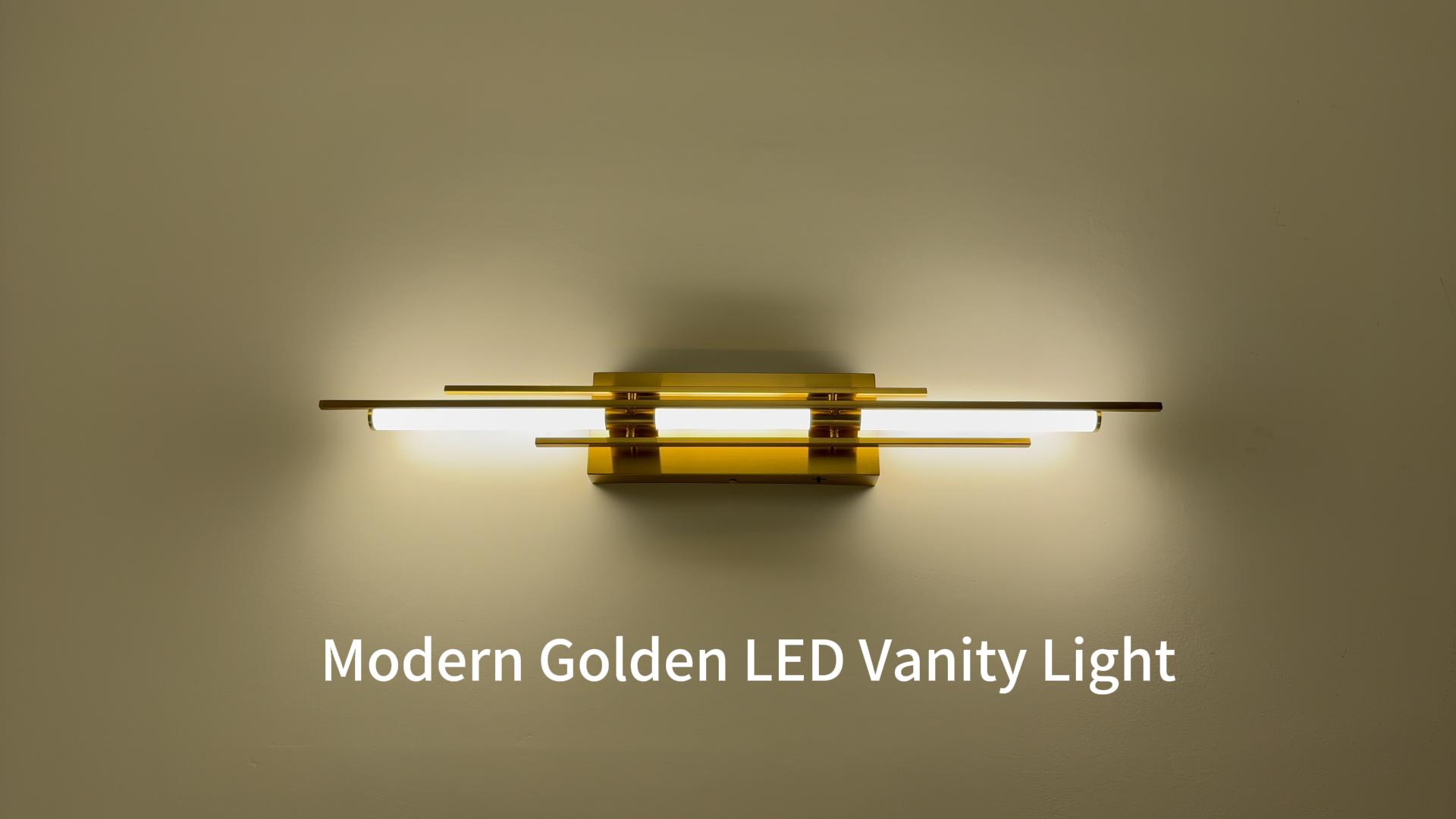 Image of Gold LED Vanity Light 31IN Modern LED Bar Wall Light Over Vanity Mirror Hardwired Picture Light Dimmable Bathroom Wall Mount Lighting 5CCT(3000K /3800K /4500K /5200K /6000K)