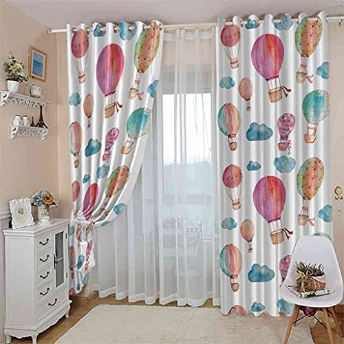 Rideau salon montgolfière aquarelle pour créer un cocon doux dans la maison
