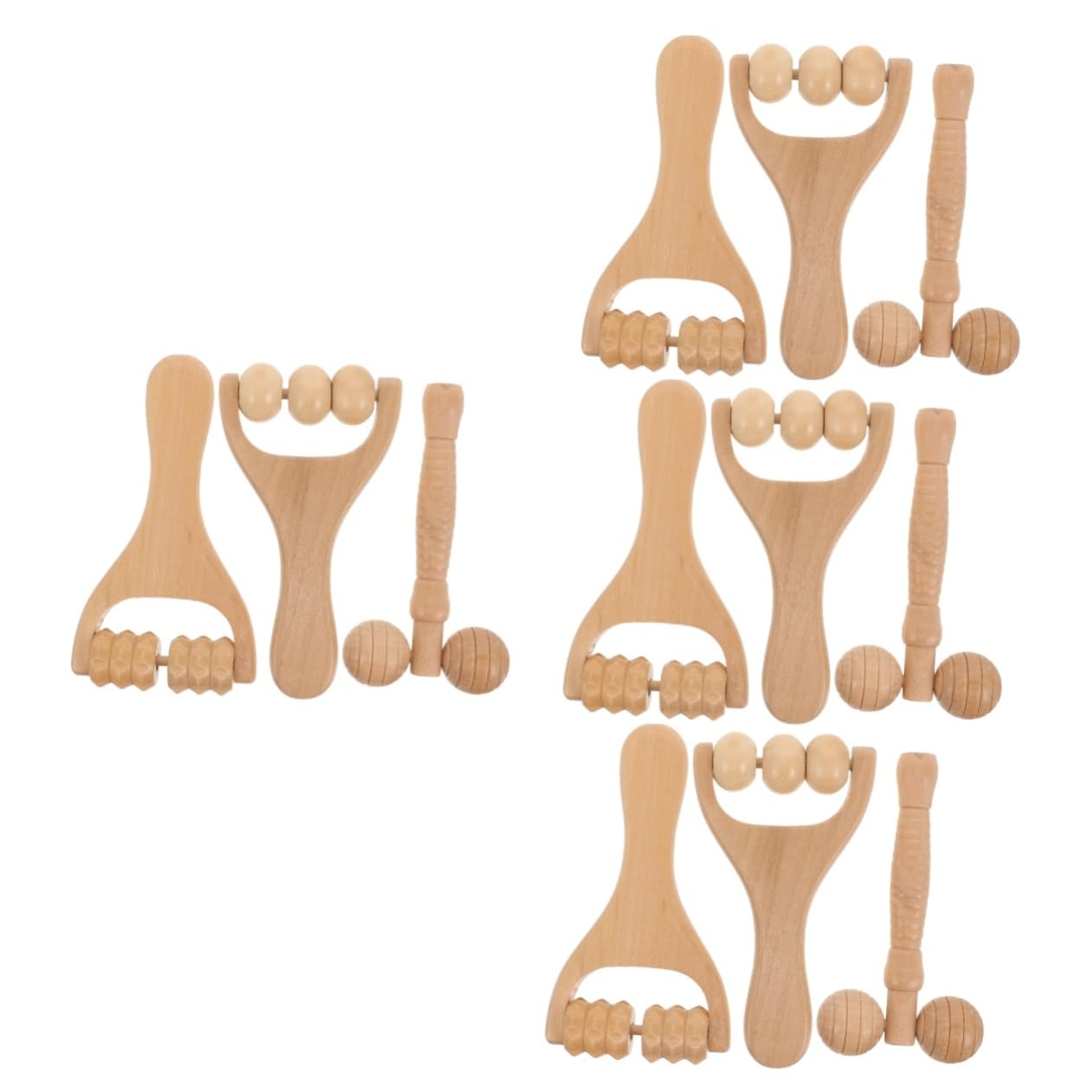 BESTYASH 4 Set Strumenti Di Massaggiatore Massaggiante Massaggio Al Collo Massaggiatore Della Spalla Massaggiatore Al Collo Strumento Di Massaggio Manuale Di Legno 3 Pezzi * 4
