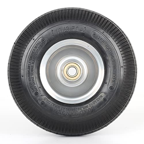 Gicool 10" Tire And Wheel, 2 Pack, 4.10/3.50-4 Pneumatic Tire, With 2.25" Offset Hub, 5/8" Axle Bore Hole, Sealed Bearings For Hand Truck Trolley Dolly Garden Wagon Gorilla Cart Wheel Replacement #TOP7