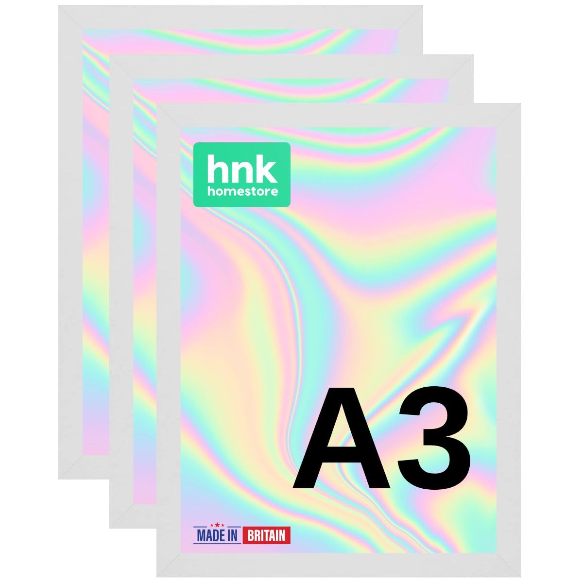 Hnk Homestore White A3 Picture Frames Pack Of 3 Photo Frame, Landscape Or Portrait Orientation, Certificate Frame, Poster Frame With Perspex Front For Wall Mount ( Poster Frame, A3)