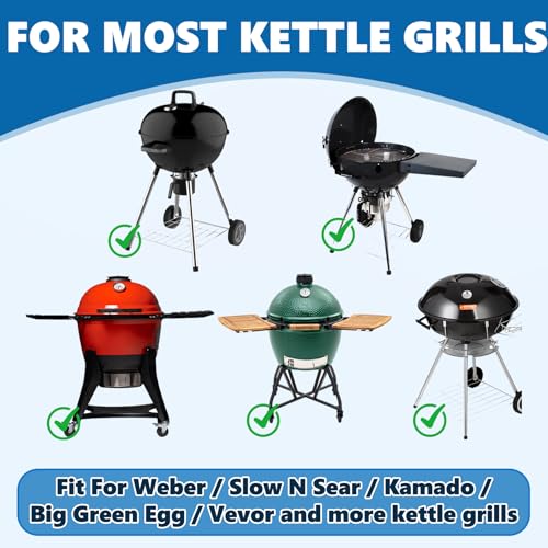 Image of SafBbcue Cast Iron Half Moon Griddle Pan for Weber 22 inch Kettle Charcoal Grill Parts, Half Moon Cooking Grate for Slow n Sear, VEVOR, Kamado, Big Green Egg 22 inch Charcoal Kettle Grill Accessories