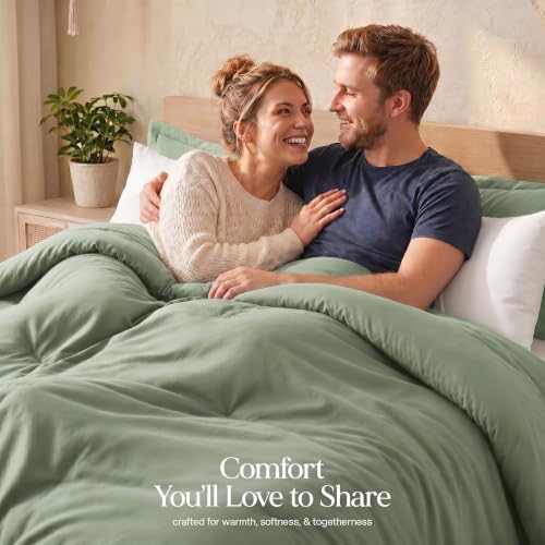 Image of Utopia Bedding 3 Pc Queen Comforter Set, All Season Bedding, Sage Green