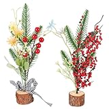 LEDMOMO 2個卓上クリスマスツリー ミニ 祭り飾り おしゃれなデスクトップ ツリー インテリア用 小型人工樹葉で空間節約