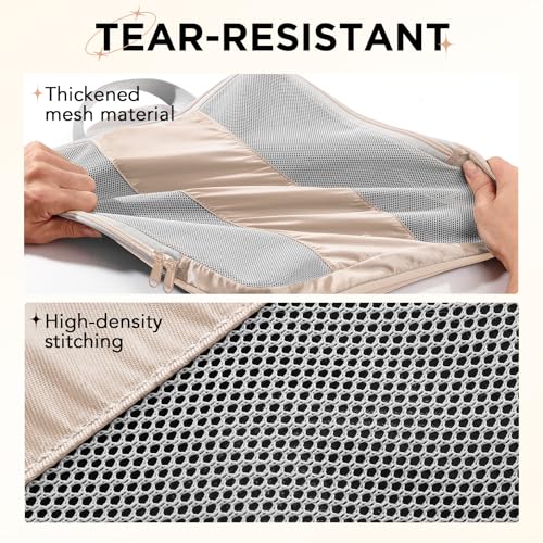 OlarHike 10 Set Compression Packing Cubes for Travel Women Mom,Luggage Clothes Storage Gifts for Travelers,Airplane/Cruise/Car/Train Travel Essentials,Compressible Expandable Saver Space Bags(Beige)
