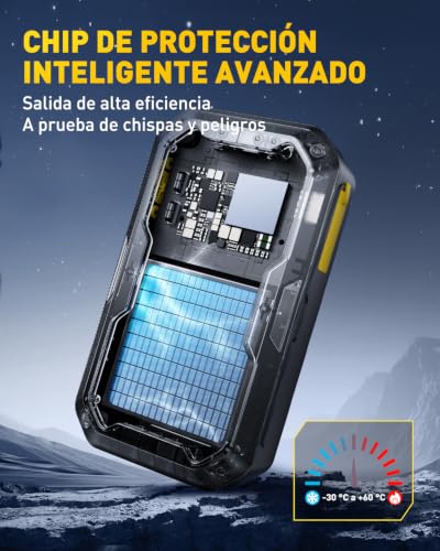 Arrancador de coches 12V potente jump starter con powerbank y linterna de camping 7