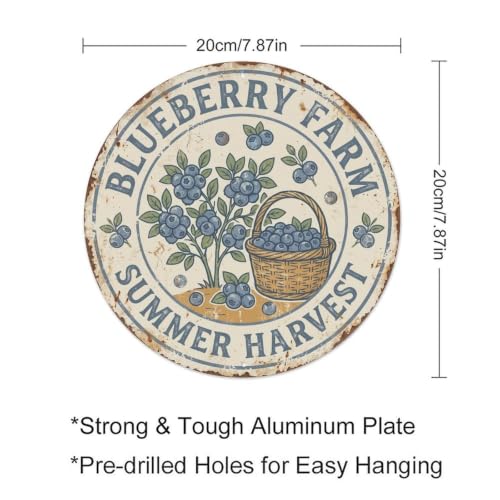 Plaque en métal vintage Blueberry Farm Summer Harvest Circle – vue 2
