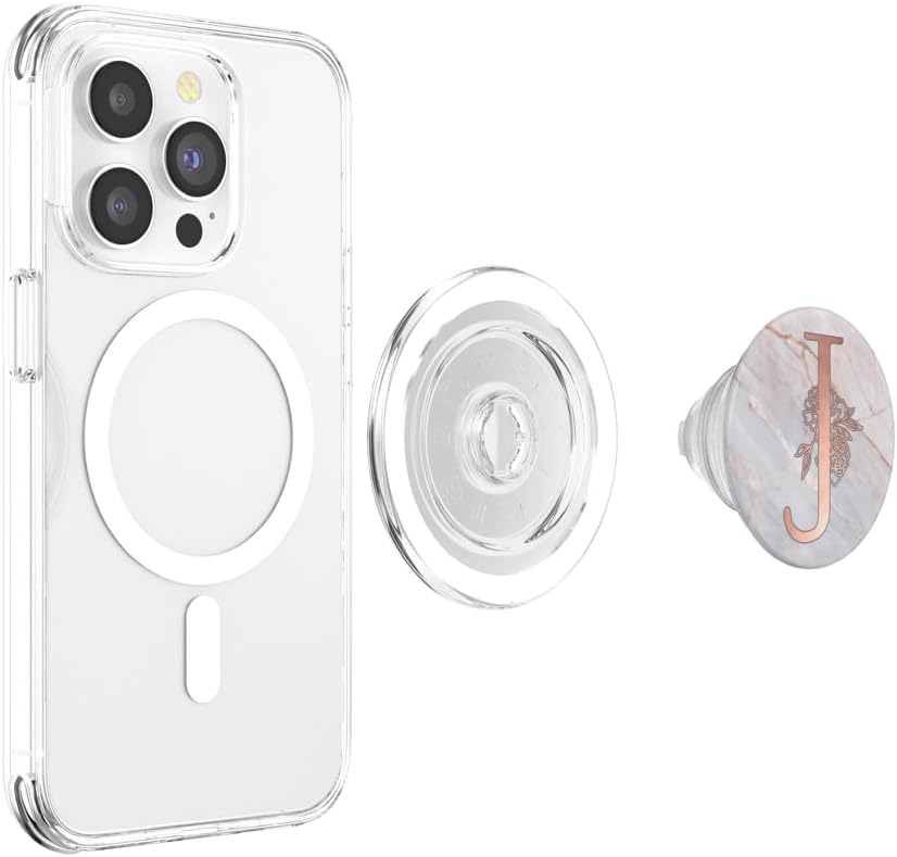 Rose Pink Letter J First Initial Monogram AAN115 PopSockets PopGrip: Swappable Grip for Phones & Tablets PopSockets PopGrip for MagSafe