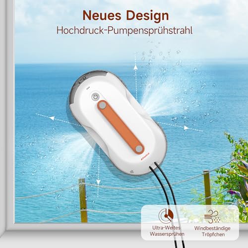 AlfaBot X7 Pro Fensterputzroboter, Intelligenter Fensterputz-Roboter Beidseitige • Sprühfunktion • Großer Wassertank • Streifenfreie Reinigung für Glas, Fliesen & Glatte Oberflächen – Bild 3