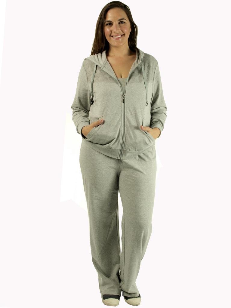 Whisper-Plus Size Women French Terry Set tracksuit with Lace Detailing