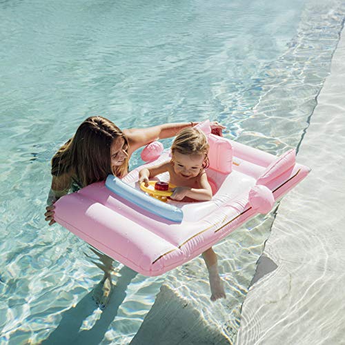Funbaby By Funboy Inflatable Luxury Pink Convertible Classic Sports Car Baby Float For Kids, Steering Wheel #TOP1