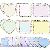 12 Pieces 600 Sheets Floral Cute Sticky Notes Colorful Self-Adhesive Memo Pad Heart Shape Floral...