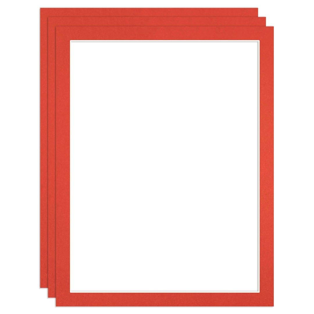 Procut Global 90x70cm Poppy Red Picture Mounts to Fit 80x60cm Aperture - Precision Cut Cardboard Photo Mount - Ideal for Frames, Prints, Artwork & Certificates - Sizes & Colours Available - 3 Pack