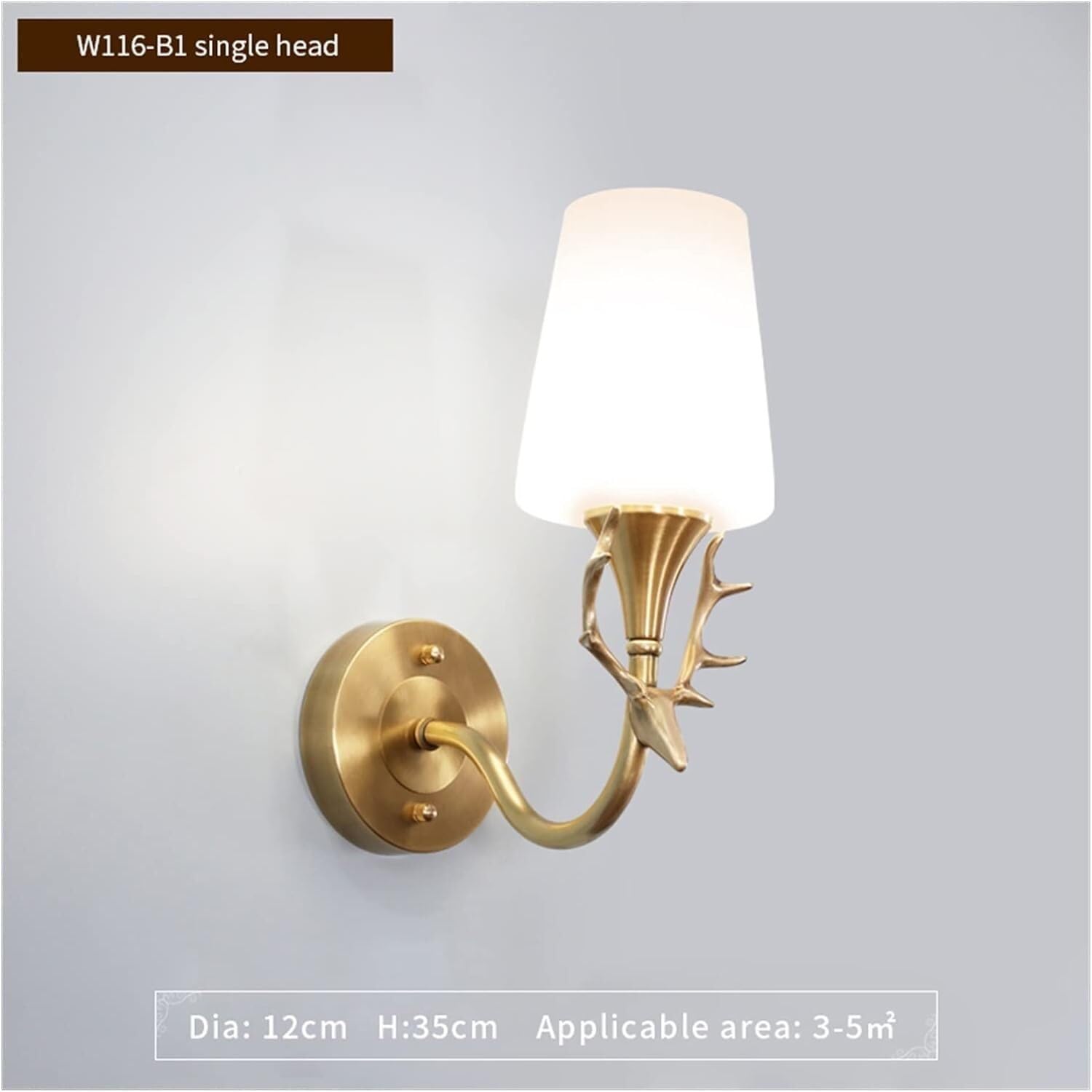 Miedziane poroże lampa ścienna sypialnia prosta lampka nocna salon przejście łazienka lustro lampa przednia, czarna