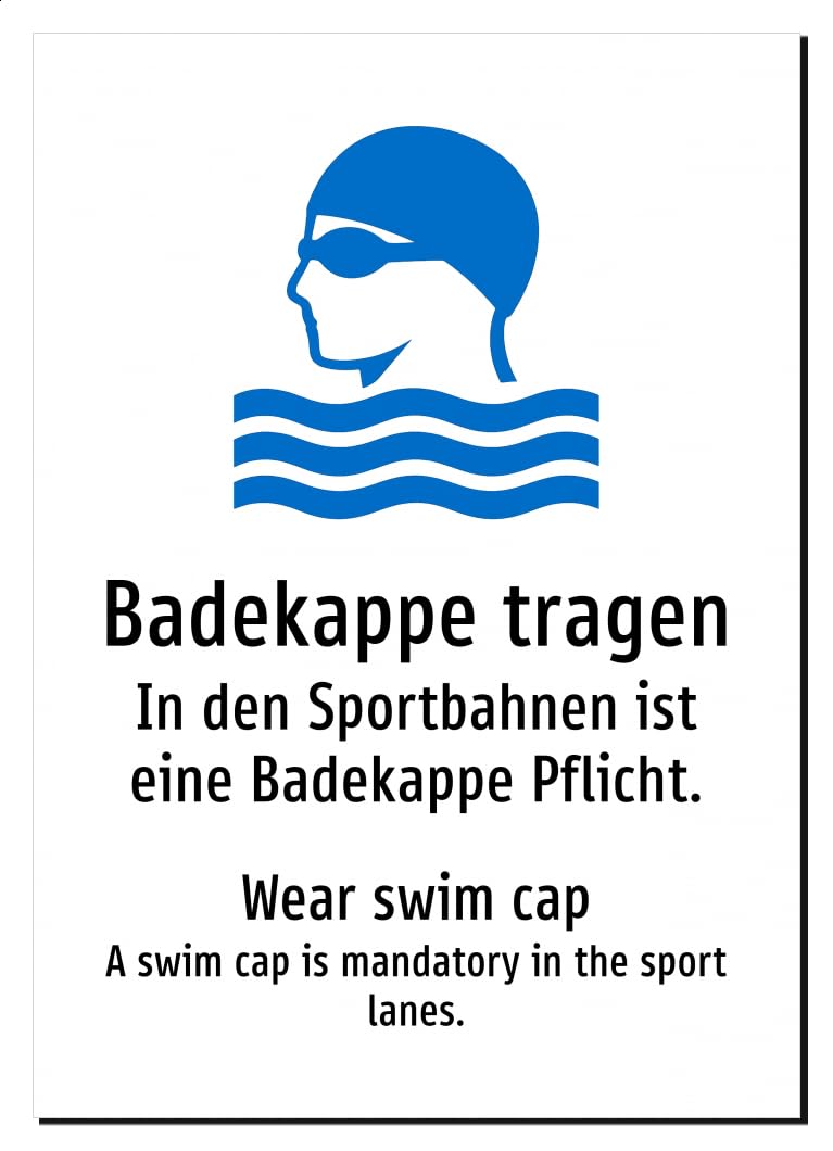 49532-DEEN-S-13 | Badekappe tragen Schild Deutsch Englisch