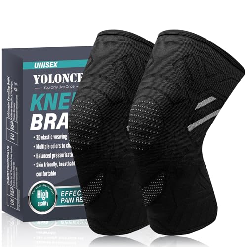Aubeifou 2PCS Rodilleras Deportivas, Rodillera Deportiva para Unisex, Rodilleras de compresión Transpirable y Antideslizante, Perfecta para Gimnasio, Trekking, Ciclismo, sujeción óptima, Negro, M