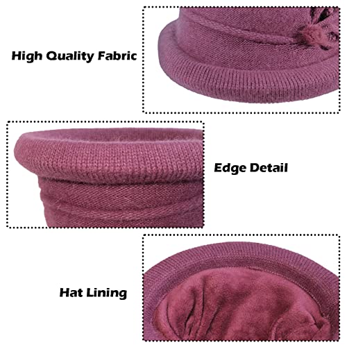 Women Winter Knit 1920S Vintage Bucket Bowler Hat Round Brim Warm Hat #TOP2