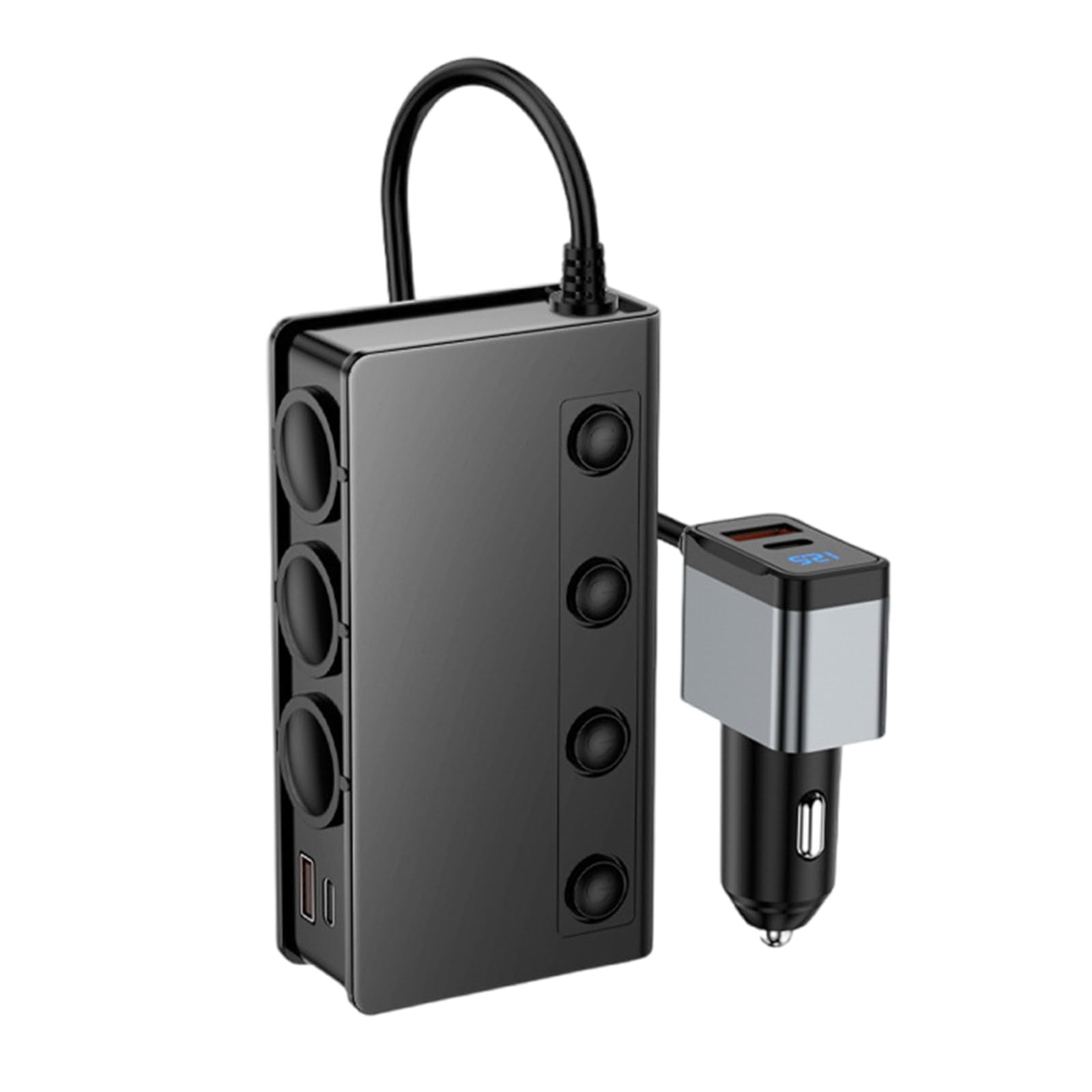 QC3.0 PD18W Cargador de coche rápido con fusibles intercambiables y 4 interruptores, distribuidor de enchufes para varios dispositivos, cargador de coche, adaptador USB