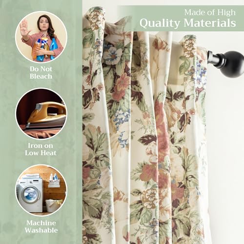Image of Maison d' Hermine Curtains for Living Room 100% Cotton 50 inchx96 inch (Pack of 1) | 96 inches long Light Filtering Curtains for Windows Bedroom with Rod and Loop Pockets - Abbeville