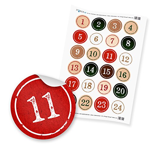 Anstore 24 kerstadventsblokjes met 24 cijferstickers voor een doe-het-zelf adventskalender om te knutselen en te vullen, 24 doosjes