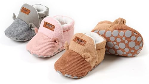 Ohwawadi - Calcetines de forro polar para bebé o niña, suaves y calientes, botas o zapatos para bebés recién nacidos, con estilos de dibujos