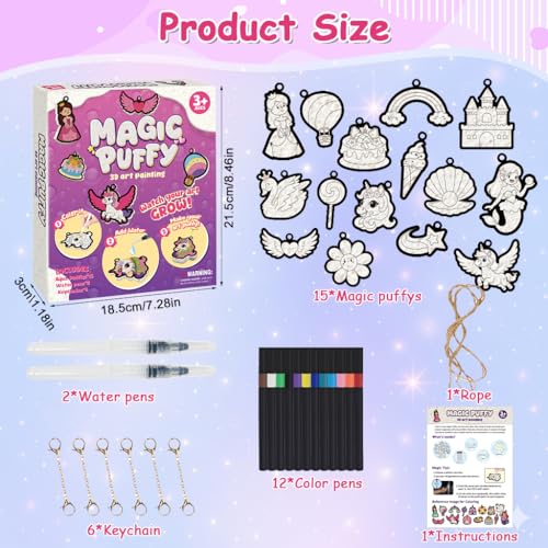 Image of PATPAT DIY 3D Magic Puffy Paint Kit for Kids, Cartoon Unicorn Princess Castle Theme Coloring Charms Set, Fun Hands-On Textured Art Craft Set for Kid Creativity, Birthday Gift for Girls Kids